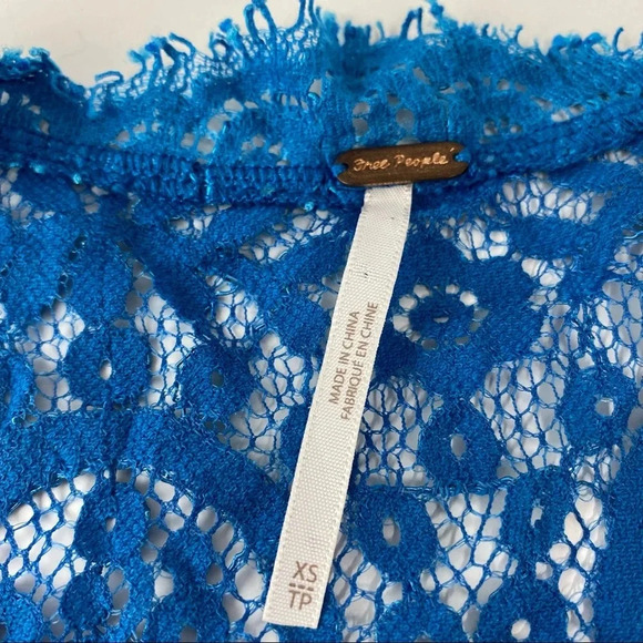 Free People Size XS Teal/Aqua Lace Mini Dress Heart in Two Drop Waist Sheer - Picture 5 of 5